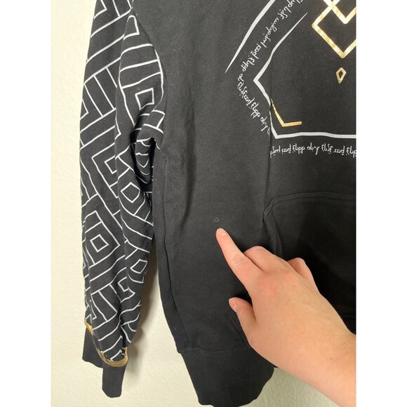 Nerdforge Black Cryptic Hoodie Gold Geometric Design adult small - Picture 6 of 9